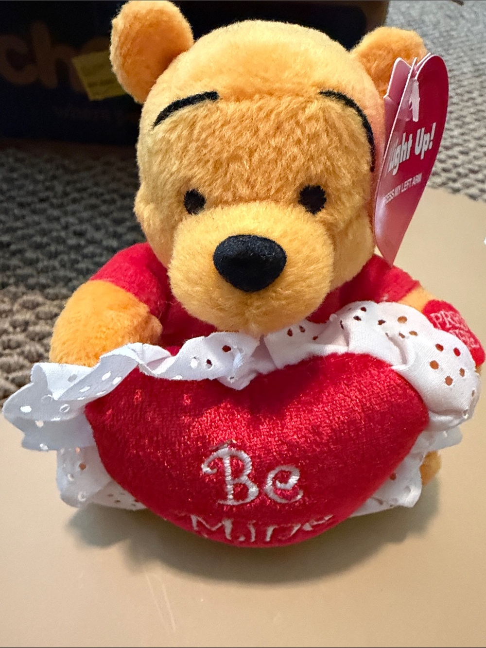 Disney Winnie the Pooh Plush with Red Heart Pillow lights up